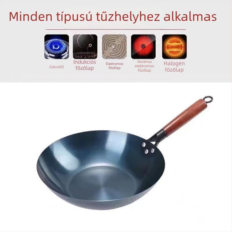 Sütőserpenyő finom vasból, egylapos aljzattal, bevonat nélküli, kompatibilis gáz- és indukciós főzőfelületekkel, fedél nélkül