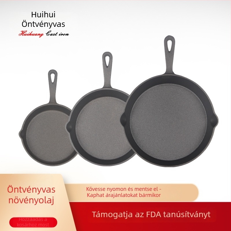 Öntöttvas serpenyő készlet – sík aljzat, tapadásmentes bevonat, több méretben, sütéshez, pirításhoz és pároláshoz