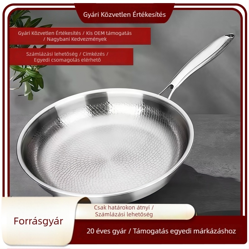 Titánium tapadásmentes serpenyő kalapált felülettel, sík alj, indukciós főzőlaphoz, steak serpenyő otthoni használatra