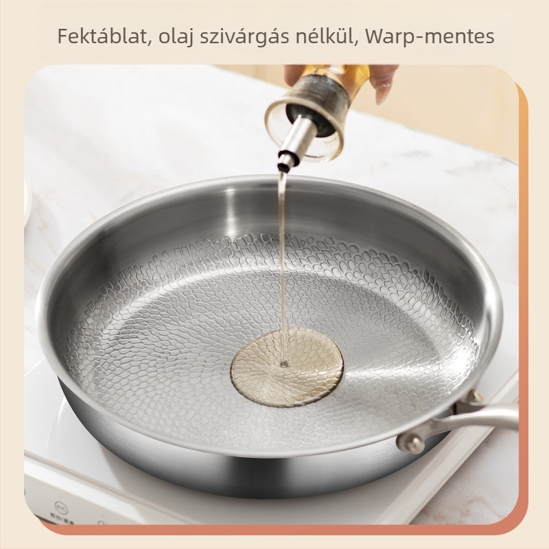 Titánium tapadásmentes serpenyő kalapált felülettel, sík alj, indukciós főzőlaphoz, steak serpenyő otthoni használatra