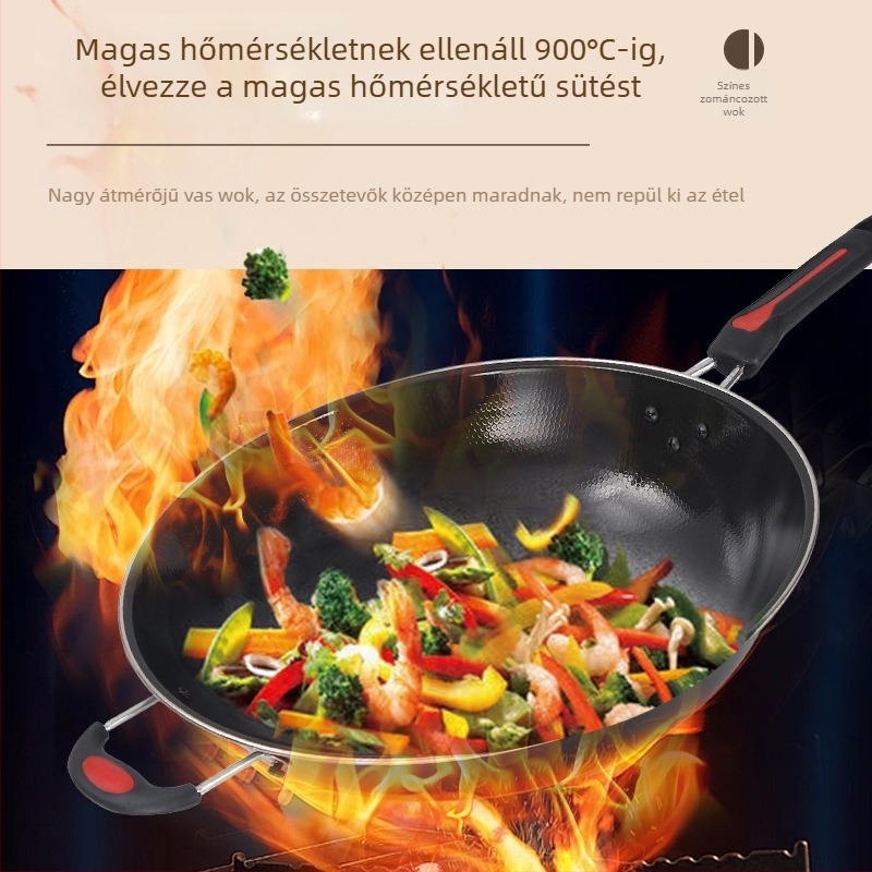 Zománcos, lapos aljú serpenyő steakhez, kompatibilis indukciós és gáztűzhelyel, tapadásmentes, füstmentes főzés
