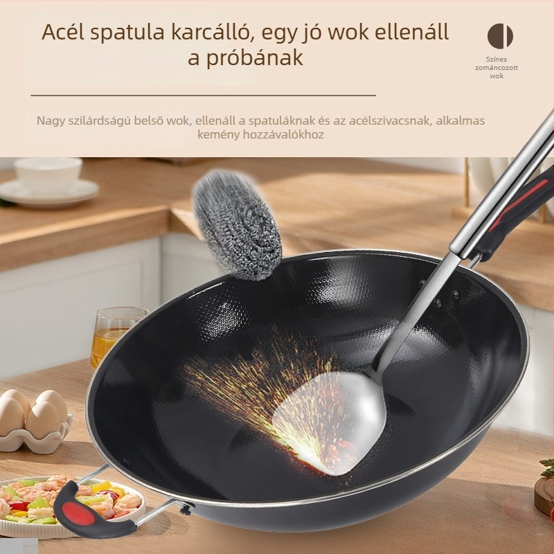Zománcos, lapos aljú serpenyő steakhez, kompatibilis indukciós és gáztűzhelyel, tapadásmentes, füstmentes főzés