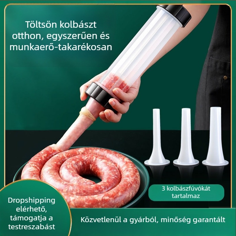 Kézi kolbász töltő otthoni használatra, kézi kolbász-készítő, töltő eszköz