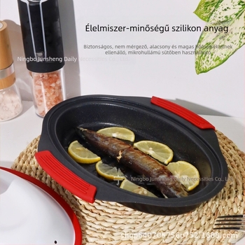 Mikrohullámú sütőhöz készült serpenyő sütésre és grillezésre, ideális sült halhoz és steakhez