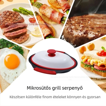 Mikrohullámú sütőhöz készült serpenyő sütésre és grillezésre, ideális sült halhoz és steakhez