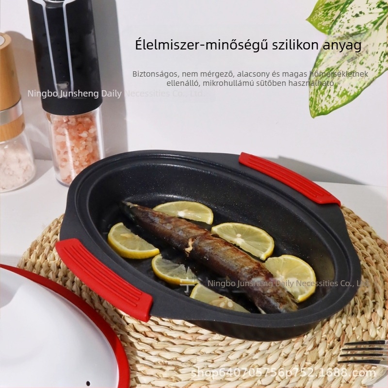 Mikrohullámú sütőhöz készült serpenyő sütésre és grillezésre, ideális sült halhoz és steakhez
