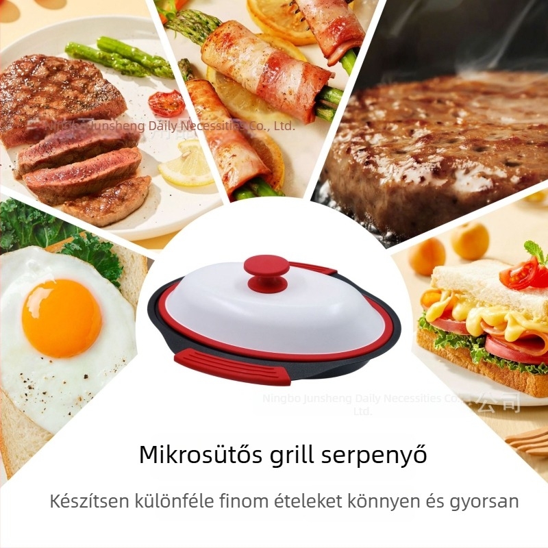 Mikrohullámú sütőhöz készült serpenyő sütésre és grillezésre, ideális sült halhoz és steakhez