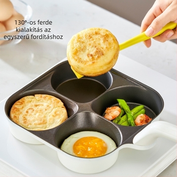 Tojásburger serpenyő négy lyukkal – alumíniumötvözet, tapadásmentes, mély 3.5 cm, összetett alj