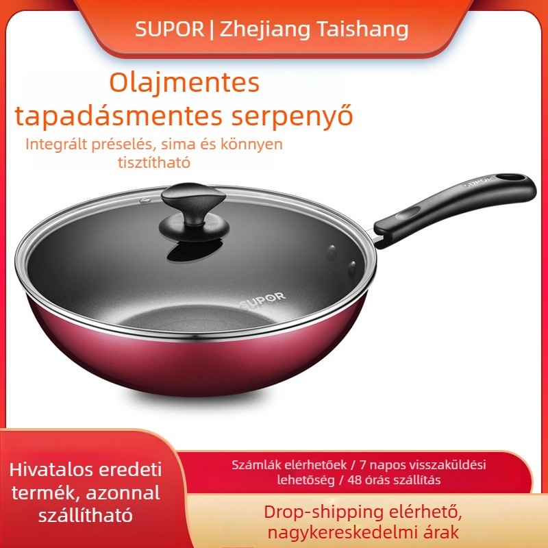 Serpenyő, tapadásmentes, többfunkciós, alumíniumötvözet, lapos aljzatú fedővel
