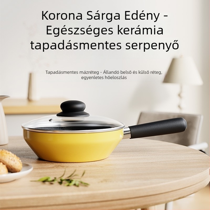 Vasból készült serpenyő tapadásmentes bevonattal, dupla alj, kínai stílus, 1,3 kg, minden tűzhelyhez