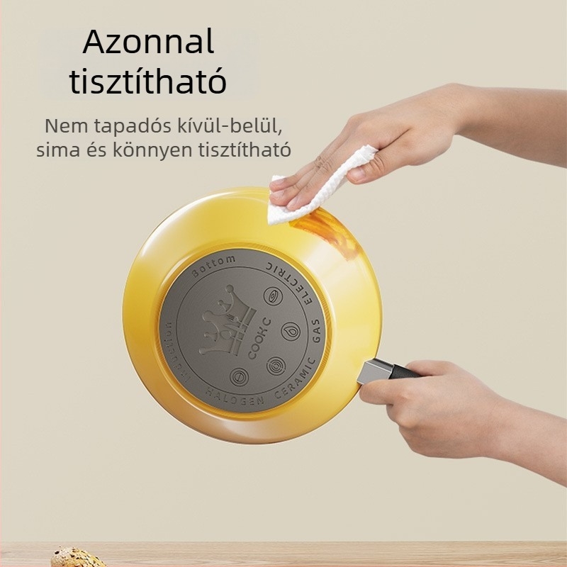 Vasból készült serpenyő tapadásmentes bevonattal, dupla alj, kínai stílus, 1,3 kg, minden tűzhelyhez