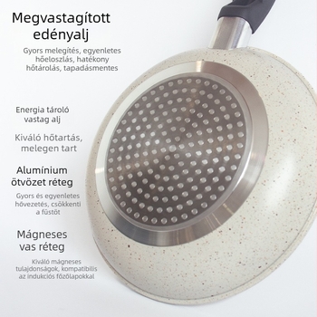 Hanle Maifan kővel bevont alumínium öntött serpenyő, tapadásmentes, steakhez és palacsintákhoz, multifunkcionális, gázfőzővel kompatibilis, sík aljzatú