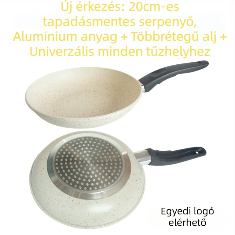 Hanle Maifan kővel bevont alumínium öntött serpenyő, tapadásmentes, steakhez és palacsintákhoz, multifunkcionális, gázfőzővel kompatibilis, sík aljzatú