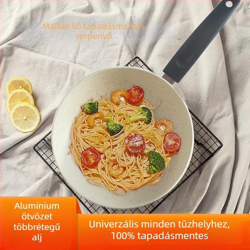 Hanle Maifan kővel bevont alumínium öntött serpenyő, tapadásmentes, steakhez és palacsintákhoz, multifunkcionális, gázfőzővel kompatibilis, sík aljzatú