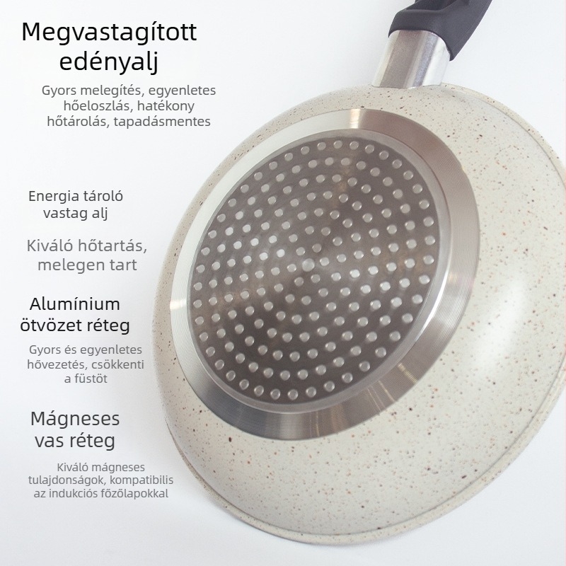 Hanle Maifan kővel bevont alumínium öntött serpenyő, tapadásmentes, steakhez és palacsintákhoz, multifunkcionális, gázfőzővel kompatibilis, sík aljzatú