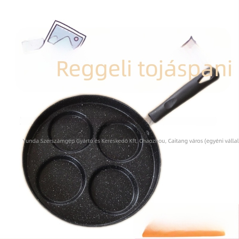 Négy lyukas, tapadásmentes tojásserpenyő omlettformával, lapos aljú reggelis serpenyő, többfunkciós, indukcióval kompatibilis
