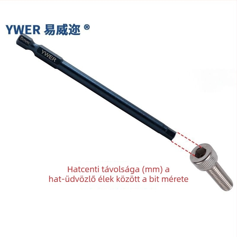 YWER S2 acél hex socket fej hosszabbító bit készlet mágneses véggel elektromos fúrókhoz és ütvefúrókhoz