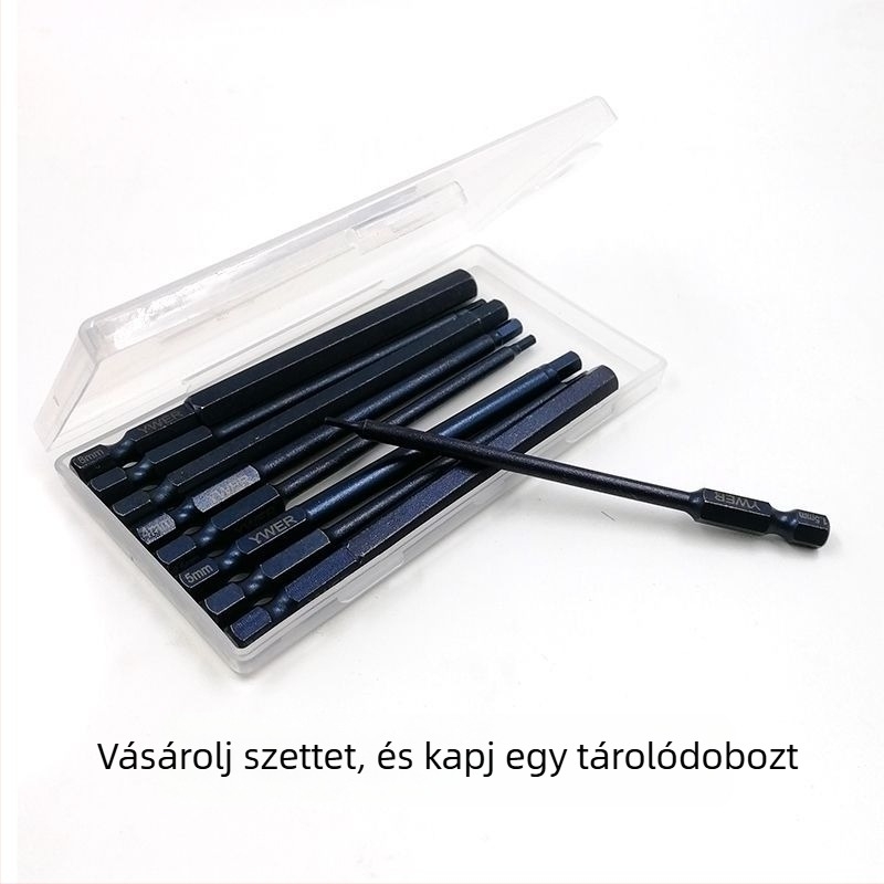 YWER S2 acél hex socket fej hosszabbító bit készlet mágneses véggel elektromos fúrókhoz és ütvefúrókhoz