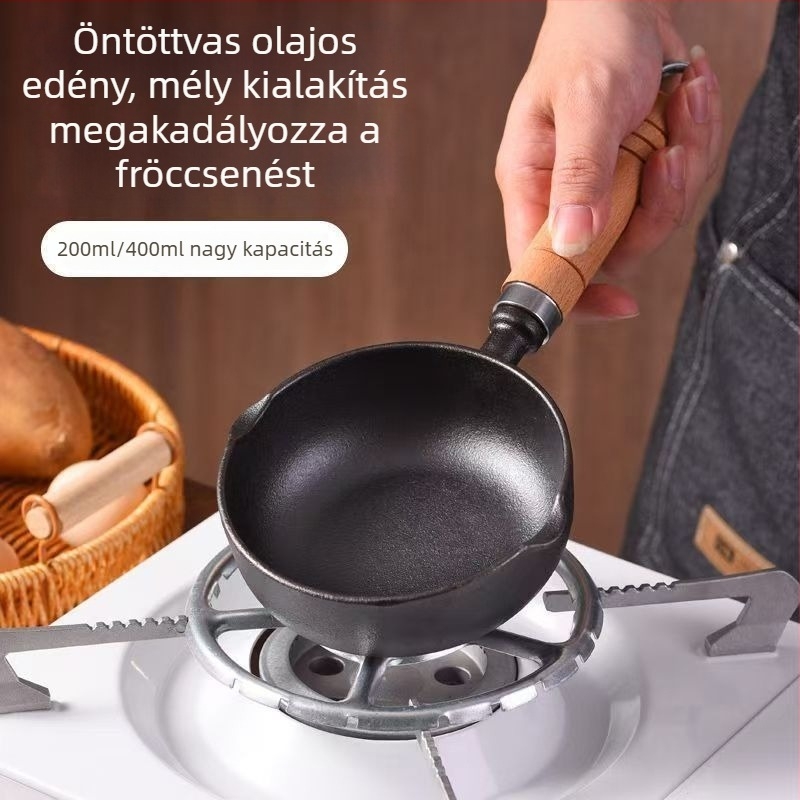 Új modellű kis öntöttvas serpenyő tojás sütésére, mélyebb és nagyobb