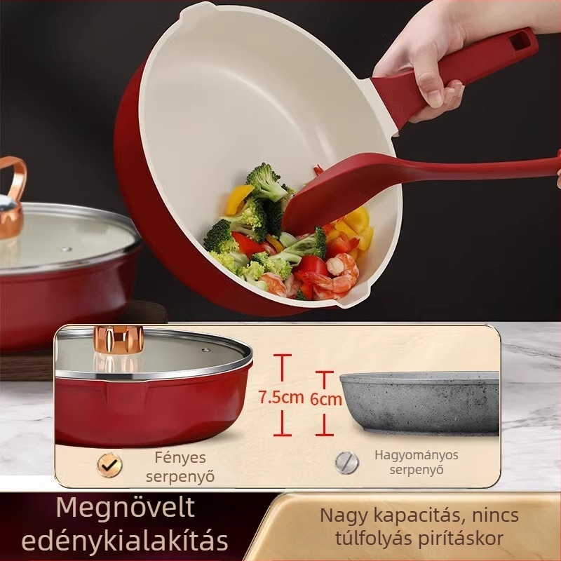 Prémium kerámia tapadásmentes serpenyő, 26 cm, üvegfedővel, kompatibil indukciós és gáztűzhellyel