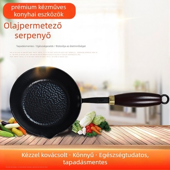 Kis kovácsoltvas serpenyő forró olajhoz и tojásokhoz, modell Zq-ydpyg, többszörös aljzattal, gázfőzővel kompatibilis