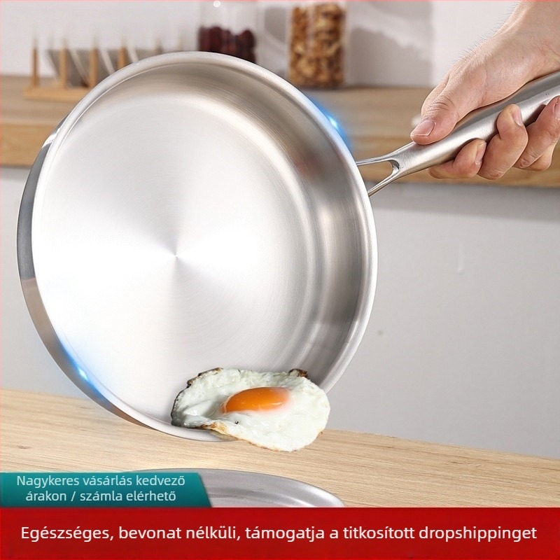 Koreai stílusú 304 rozsdamentes acél serpenyő, bevonat nélkül, többszörös alsó