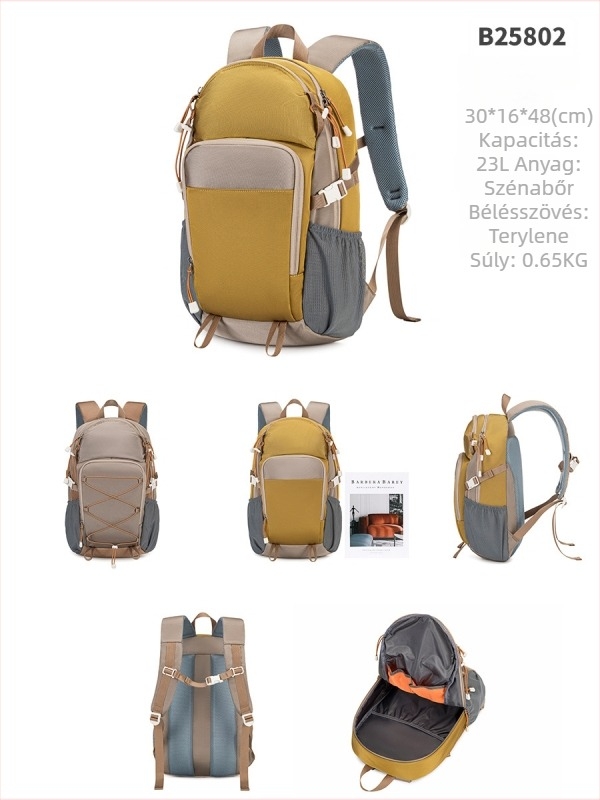 Uniszex kültéri hátizsák nylonból, vízálló, ergonómikus hátrész, 15 hüvelykes laptop kompatibilis, 20–35 literes kapacitás
