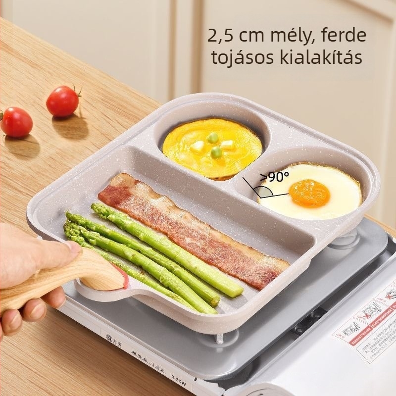 Többfunkciós tapadásmentes serpenyő reggelire és tojásokhoz, alumíniumötvözet, többszintű alsó, modell 5656448, általános tűzhelyhez
