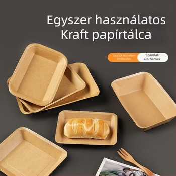 Egyszer használatos Kraftpapír tálca, téglalap alakú, nem mikrózható, nem biológiailag lebomló, típus: tányér