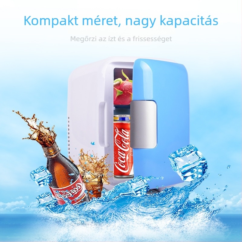 4L-es mini autóhűtő - hordozható, autó és otthon kettős használatra, hűtés és melegítés