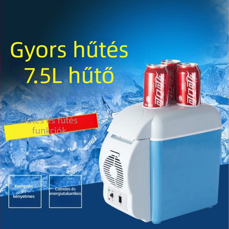 Autó- és otthoni forró/hideg hűtő, 12–24V DC, 30–48W, 2,5 kg, hűtés 18°C-ig, fűtés 70°C-ig