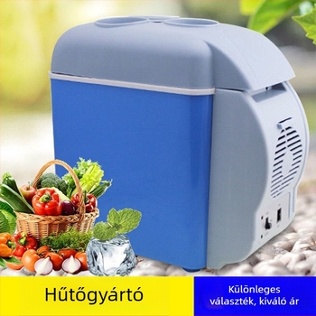 Mini autóhűtő kettős használatra, meleg és hideg üzemmód, 7,5 L kapacitás, 12V tápegység, 30–48W, hűtés 3°C-ig, fűtés 50°C-ig