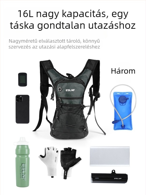 Eslnf-091 Kerékpáros hidratáló hátizsák, 16L kapacitás, Nylon + Poliészter, vízálló