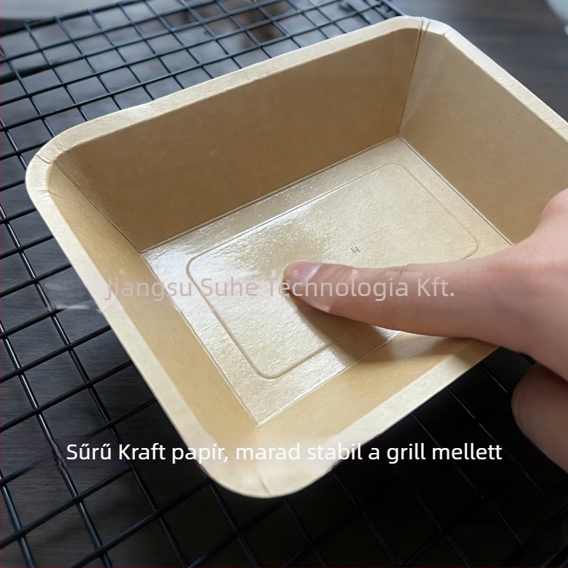 Egyszer használatos Kraft papírtálca – téglalap alakú, mikrohullámú sütőben használható, biológiailag lebomló