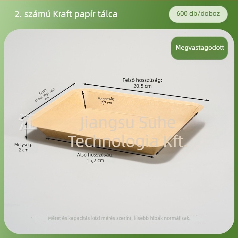 Egyszer használatos Kraft papírtálca – téglalap alakú, mikrohullámú sütőben használható, biológiailag lebomló