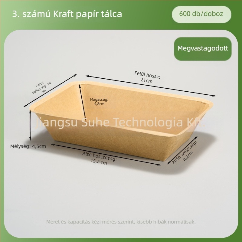 Egyszer használatos Kraft papírtálca – téglalap alakú, mikrohullámú sütőben használható, biológiailag lebomló