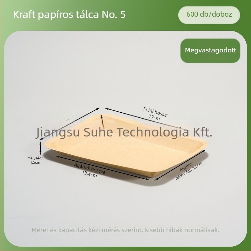 Egyszer használatos Kraft papírtálca – téglalap alakú, mikrohullámú sütőben használható, biológiailag lebomló