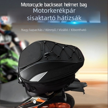 Motorkerékpár hátizsák, vízálló, fényvisszaverő, kapacitás 25–37 L, modell 0102, anyag: Oxford vászon + szénszálas minta