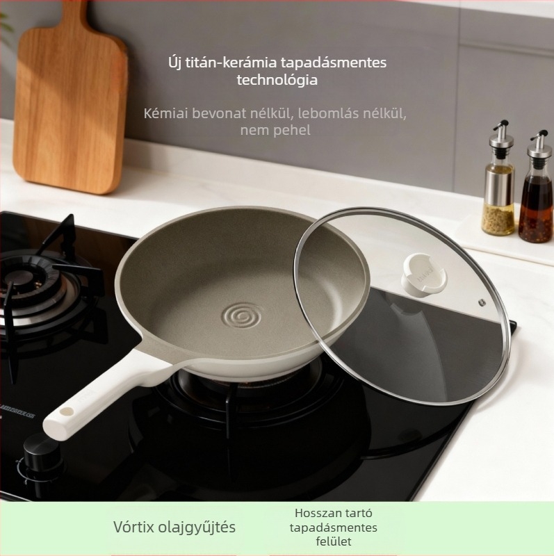 Alumíniumötvözetből készült tapadásmentes serpenyő üvegfedővel, palacsinta és omlett készítésére, indukciós főzőfelülettel kompatibilis
