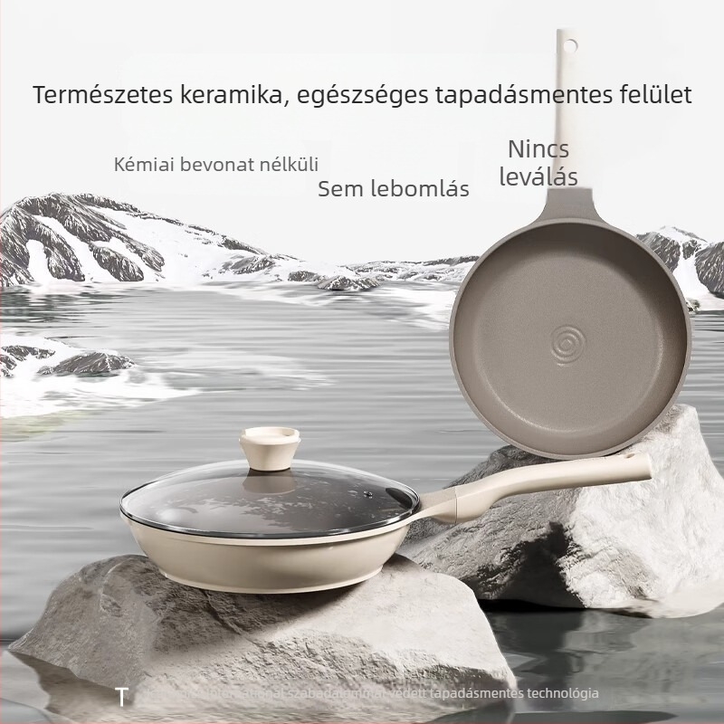 Alumíniumötvözetből készült tapadásmentes serpenyő üvegfedővel, palacsinta és omlett készítésére, indukciós főzőfelülettel kompatibilis