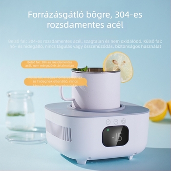 Hordozható italok hűtő- és melegítő poháralátét otthonra, kollégiumba és irodába