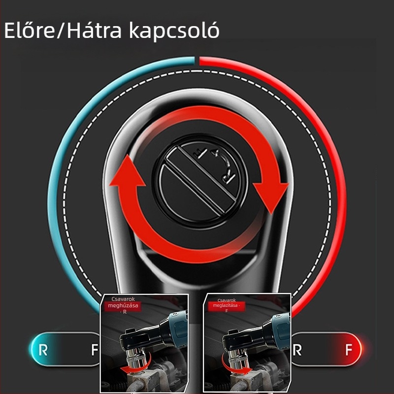 Elektromos racsnis csavarhúzó, 90°-os szög, 21V Li-ion akkumulátor, nyomaték 80 Nm, súly 0,9 kg