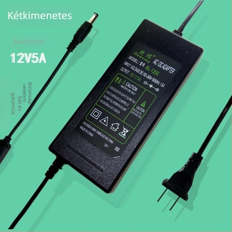 Jeannon 12V tápegység 5A/6A/3A kimenetekkel, bemenet 100-240V, LCD kijelző