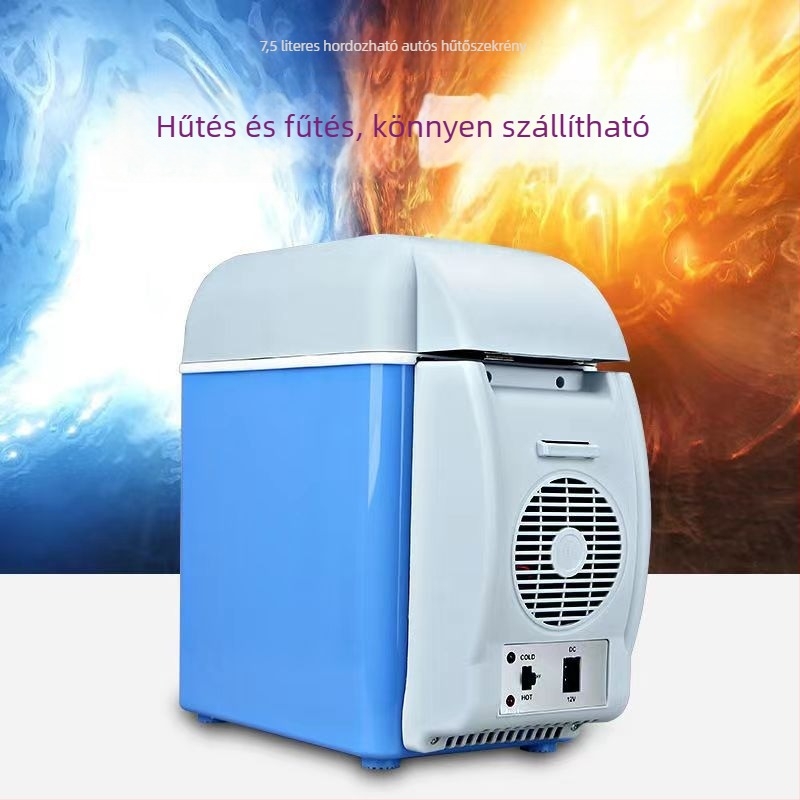 7,5L hordozható autó- és otthoni hűtő, kettős használat, hűtés és melegítés