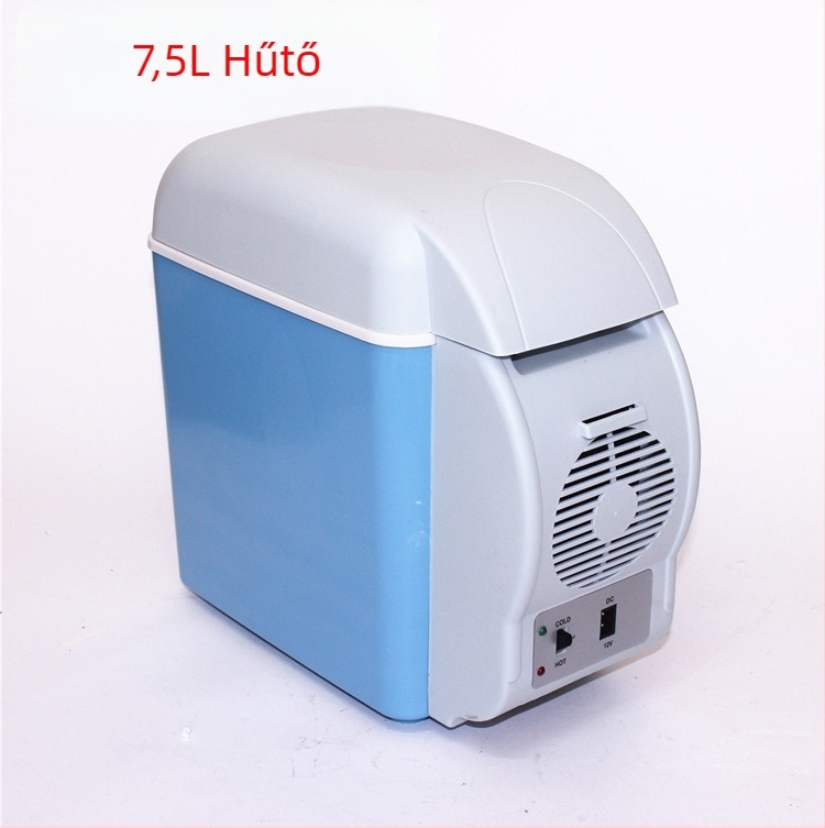 Autóhűtő 7,5 L, 12V, 50W, hőmérséklet-tartomány 10–60°C, műanyag ház