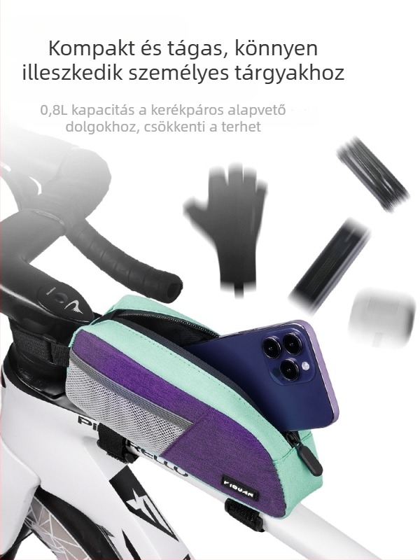 Felsőcső táska és első váztáska mountain- és road kerékpárokhoz – Nagy kapacitású tárolás, Modell Yq-103, PU+Poliészter, Márka Yiquan