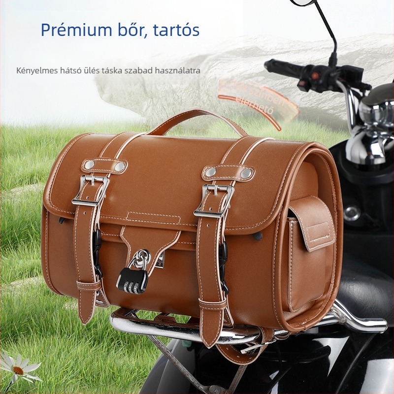 Elektromos motorkerékpárhoz hátsó táska, PU bőr, 20 L kapacitás, modell 821, márka He's