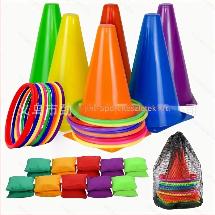 Futball-edzéshez: konus-gyűrű dobókészlet, PE anyag, Strength márka