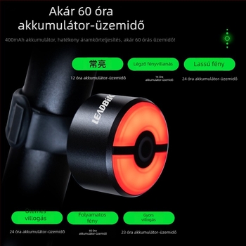 Leadbike újratöltő kerékpár hátsó lámpa Type-C-vel, kettős tartóval és intelligens fékszenzorral