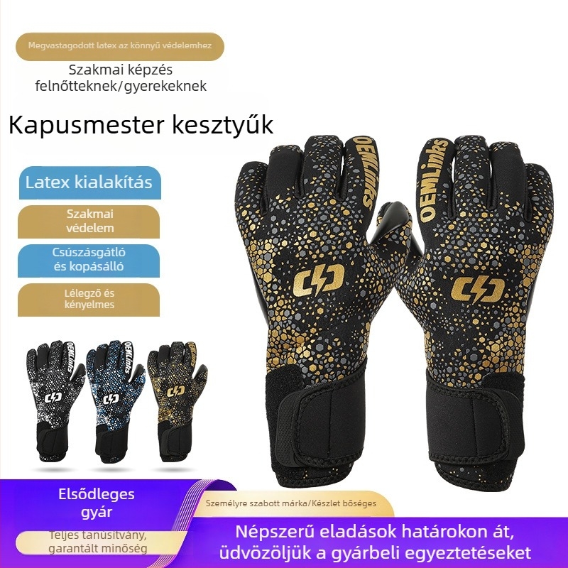 Futballkapus kesztyűk - uniszex, gumiból készült, ujjtvédő, csúszásmentes, kopásálló edzéshez